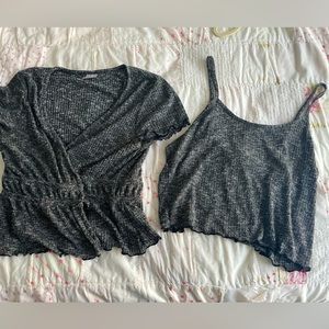 Two-piece black and white Cardigan and Tank (XL)